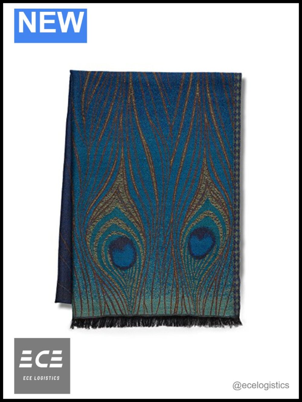 Tiffany Peacock Feather Shawl Wool Viscose Silk Wrap Evening Day 79x28